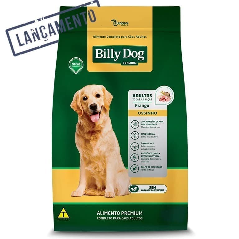 Ração Billy Dog Ossinho Frango 15kg + BRINDE