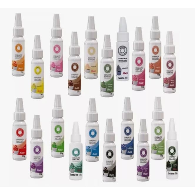 Kit 25 Corantes Alimentício Soft Gel Mago 15ml Confeitaria