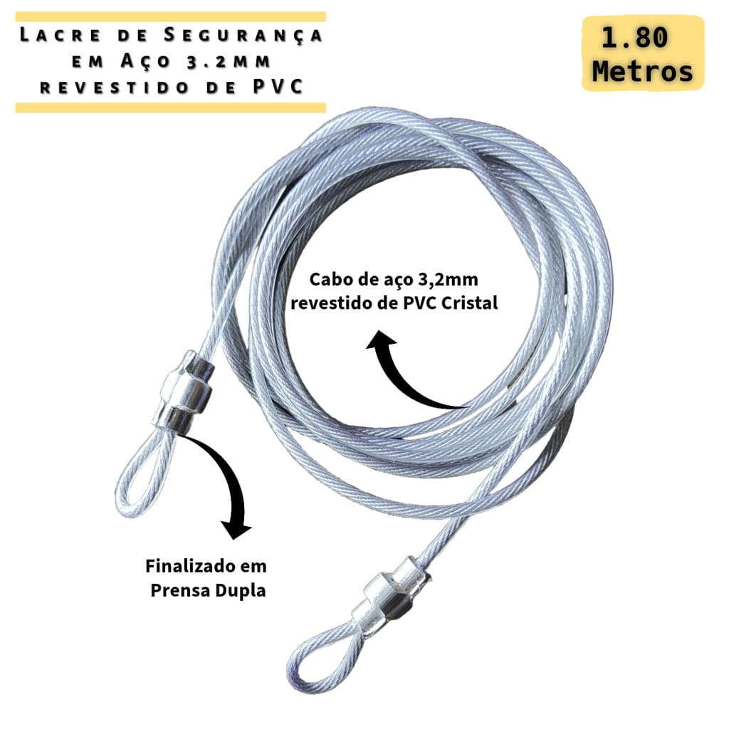 1 Lacre Segurança Collor Multiuso 1,80 Metros Cabo de Aço Revestido Bag Bike Bagagem Bolsa