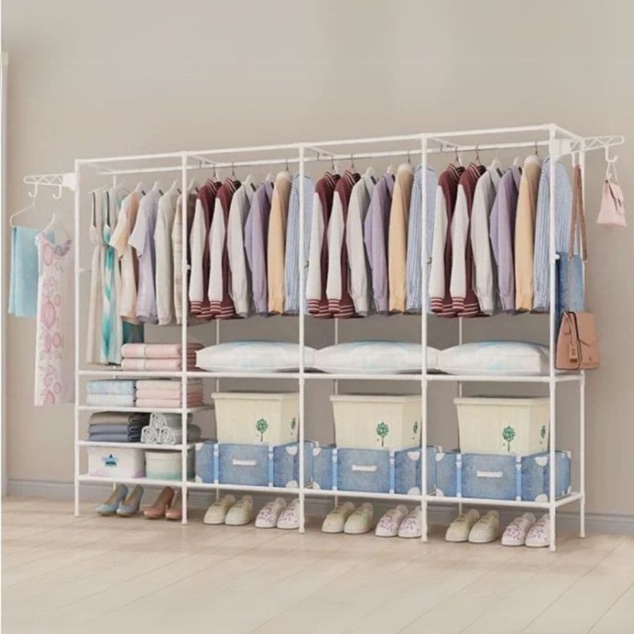 Arara Para Roupas Cabideiro Organizador Multiuso Armário Cobertores Travesseiros