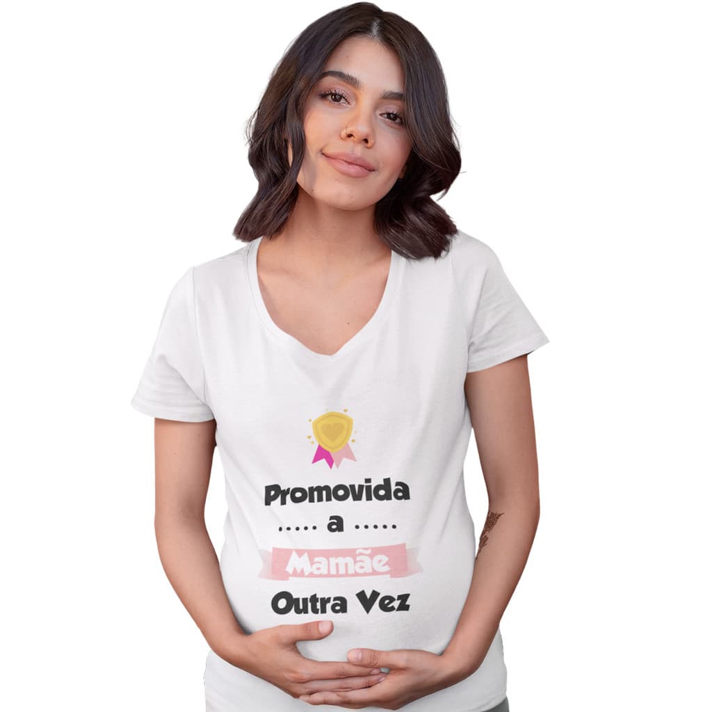 Camiseta Gestante Promovida A Mamãe Outra Vez