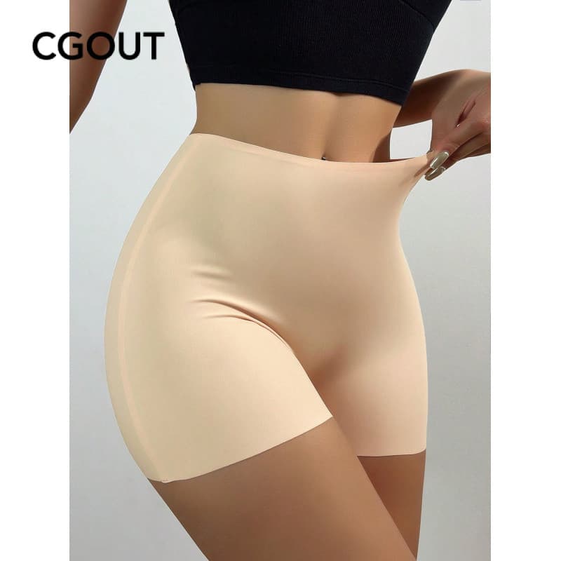 Shorts de segurança femininos sem costura de seda gelada, Design antiderrapante, modelagem corporal sem ondulação, cintu