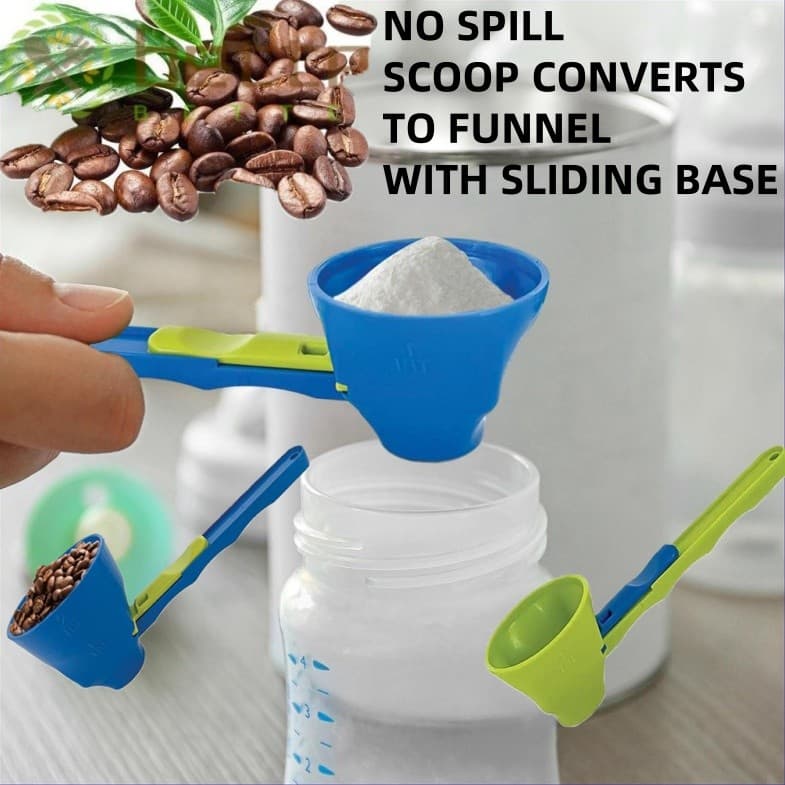 2 Pçs Colher De Café Funil Leite Em Pó Design Deslizante Cozinha Ferramenta Medição Acessórios