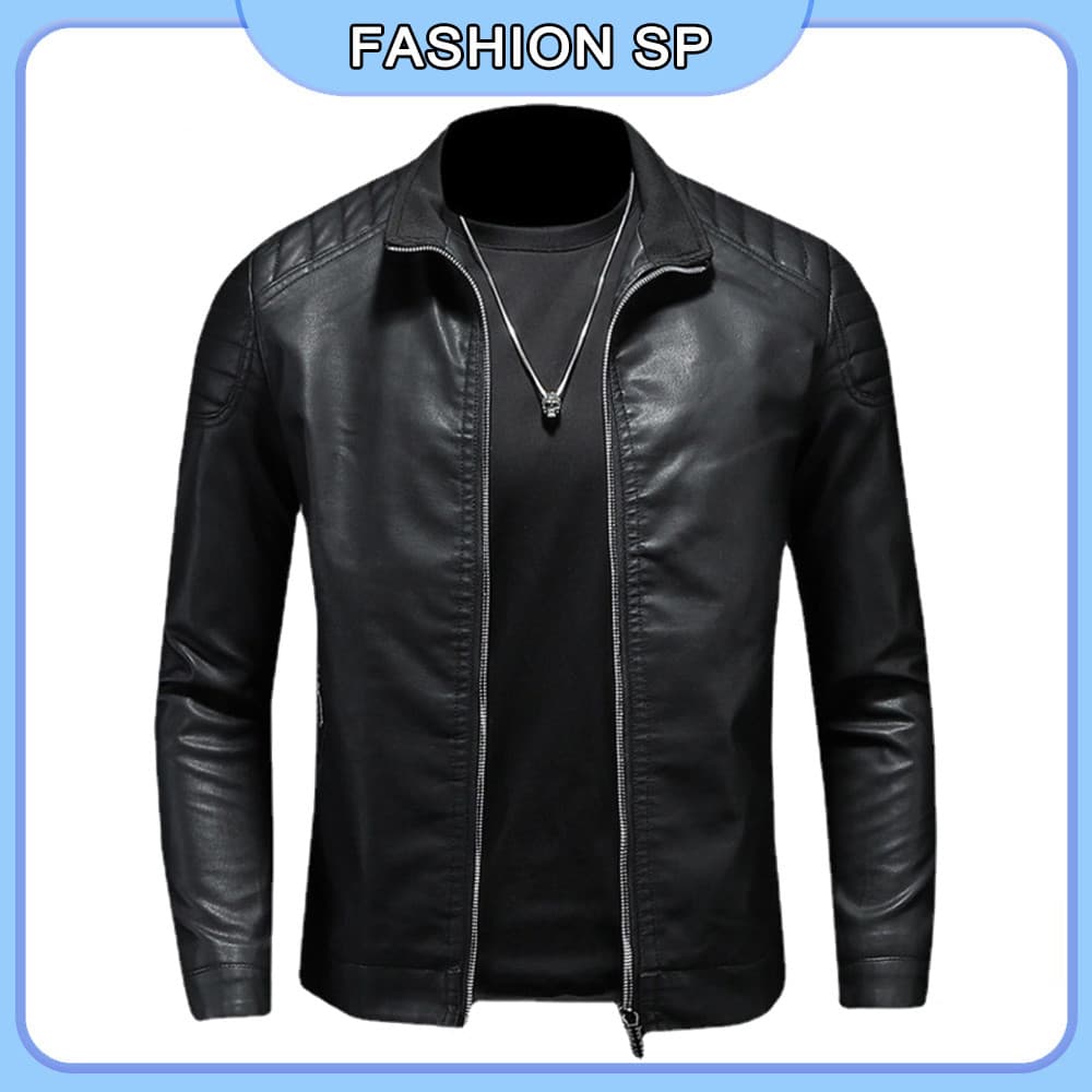 Jaqueta Slim Fit Masculina De Couro Estilo Biker Novo