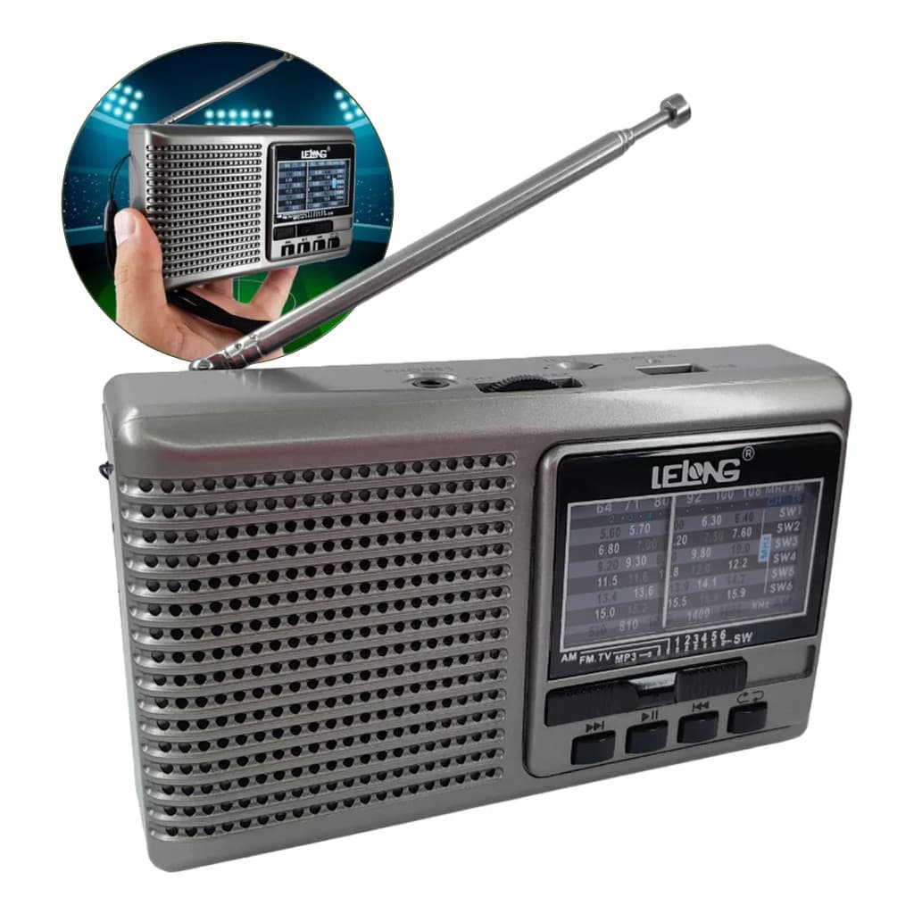 Rádio Portátil Am/fm/sw1/6 Com Iluminação Antena 3.7v  radio fm estendido 64 MHz x 108 MHz