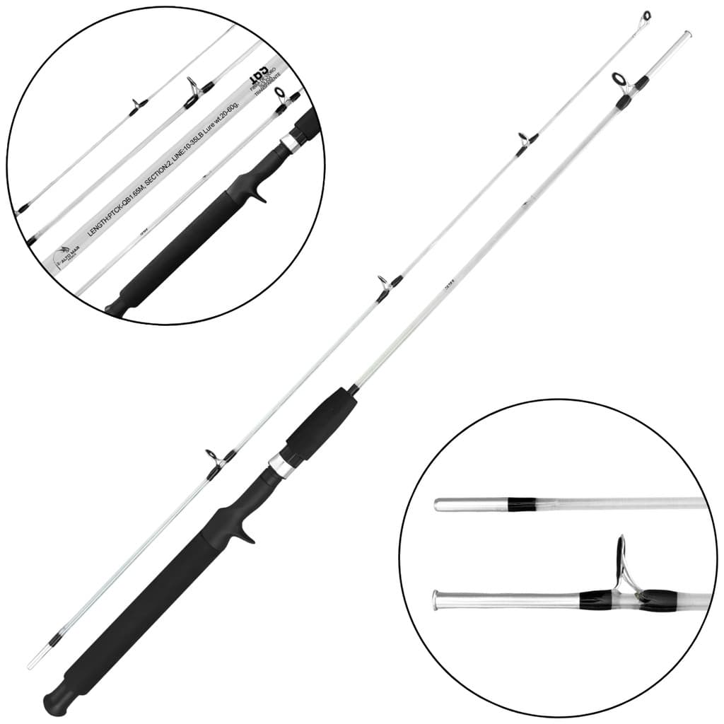 Vara De Pesca 1.65m P/ Carretilha 2P 35Lbs Ação Média Fibra De Vidro Maciça Leve Barata Resistente