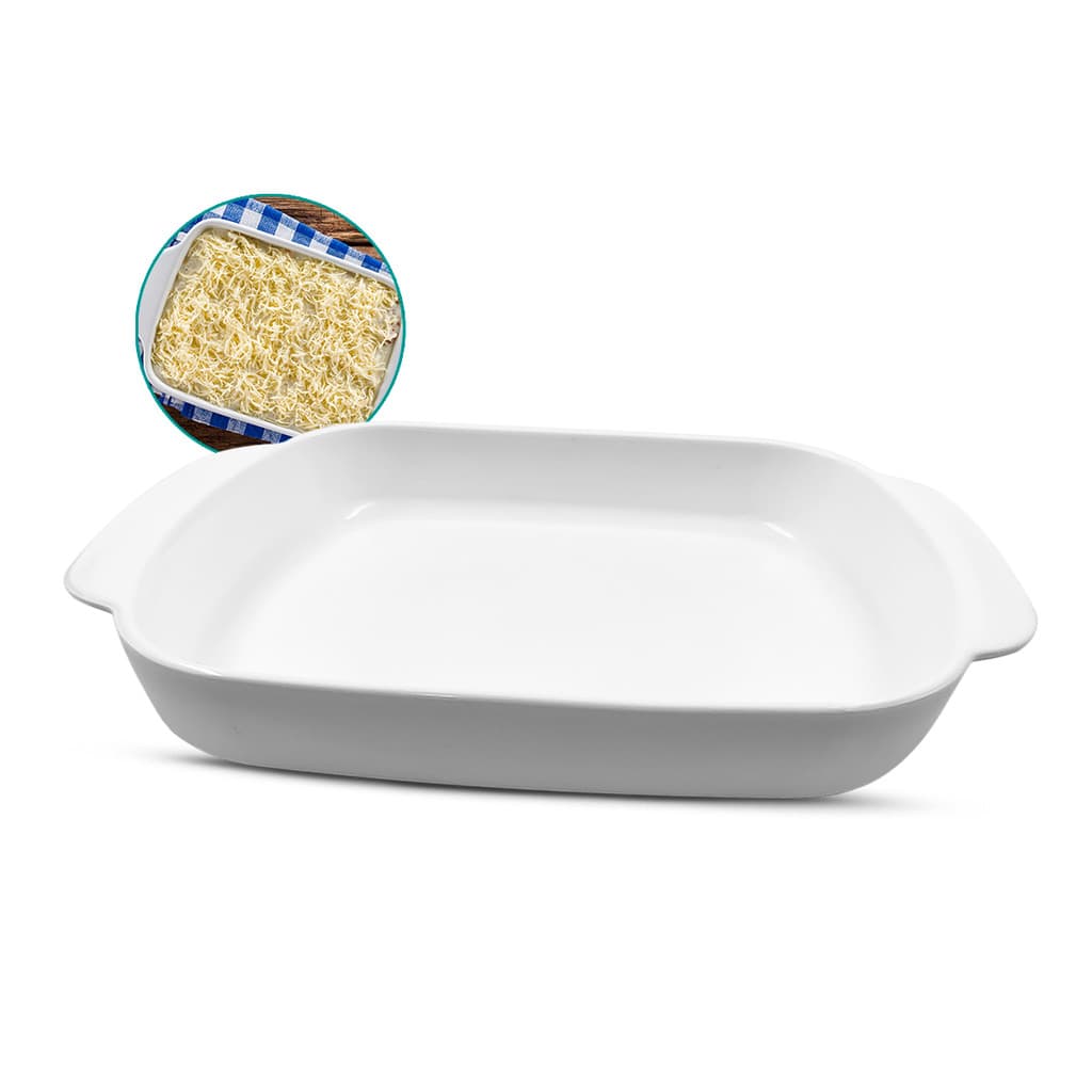 travessa retangular refratária 2000ML branco marinex assadeira oxford forma alça