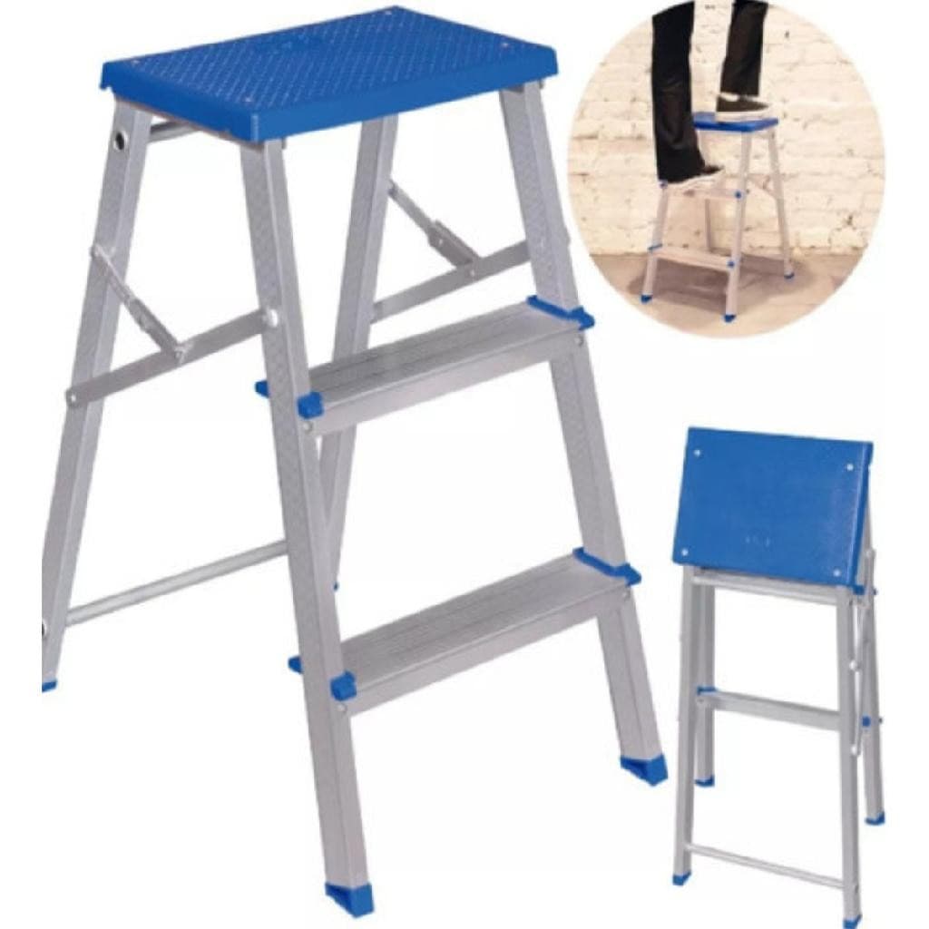 Escada Escadinha Banqueta Alumínio 3 Degraus MOR Resistente Domestica 120 kg