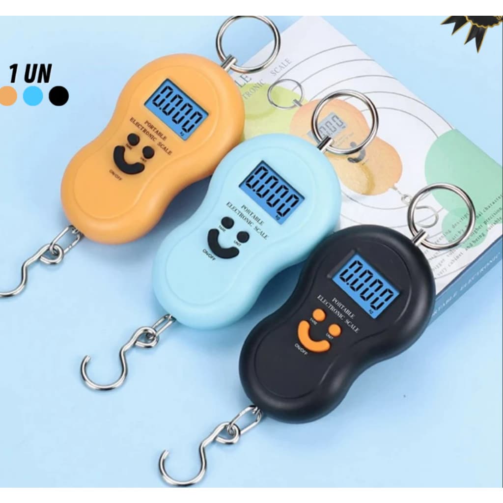 Balança Digital de Mão Bagagem Viagem Portátil Bolsa Mala Peixe Pesa até 50KG Visor Claro Noturno Itens Essenciais Viage