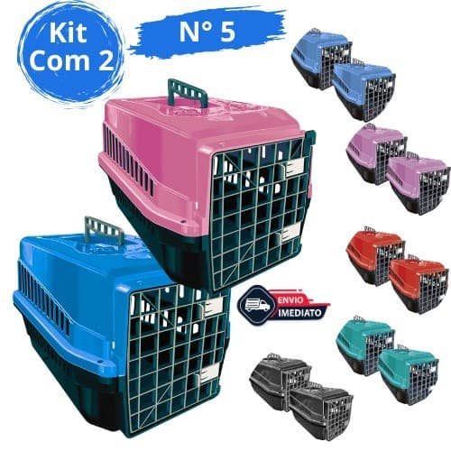 Kit 2 Caixa de Transporte  Nº5 p/ Pet Gatos Coelho Cão Aves 25 Kg