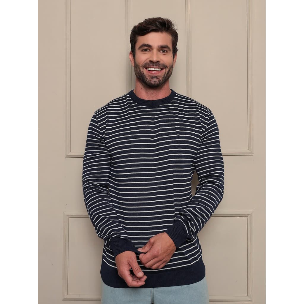 Suéter listrada masculino Premium padrão Passe o inverno com mais estilo e elegância.