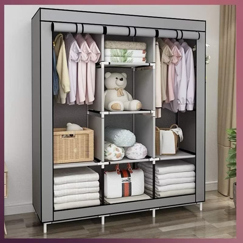 Guarda Roupa Portátil Dobrável Armário Organizador Cortina Organizador P/Casa -envio imediato