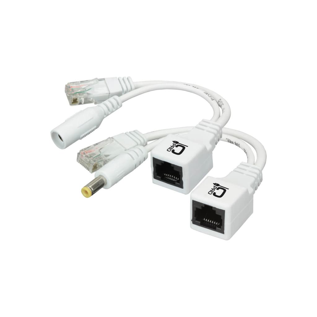 Cabo Adaptador Poe Injetor + Separador - Macho/Fêmea Branco