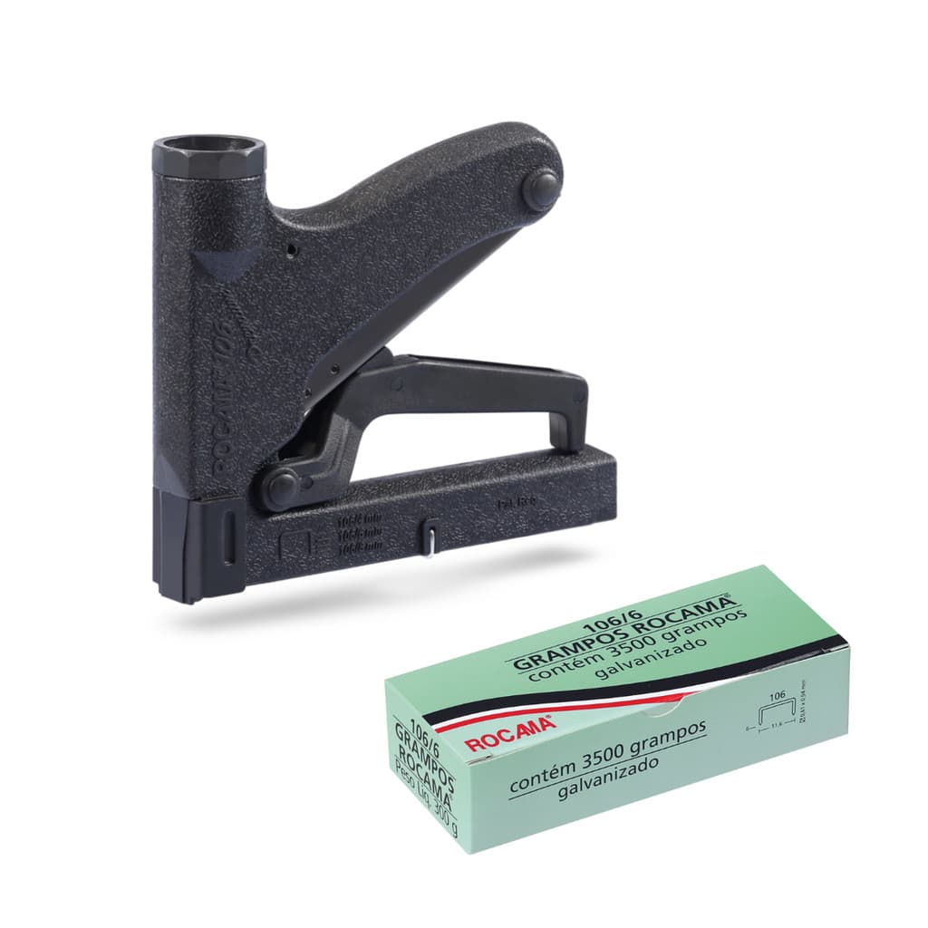 Grampeador Rocama 106 Premium + Grampo 106/6 Galvanizado