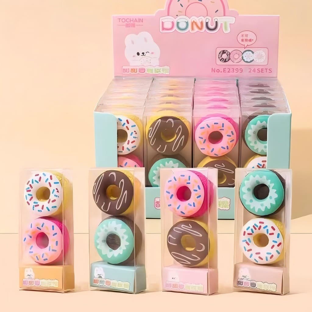 Kit 04 Borrachas de Donuts fofa Papelaria criativa material estudantil Material de escritório