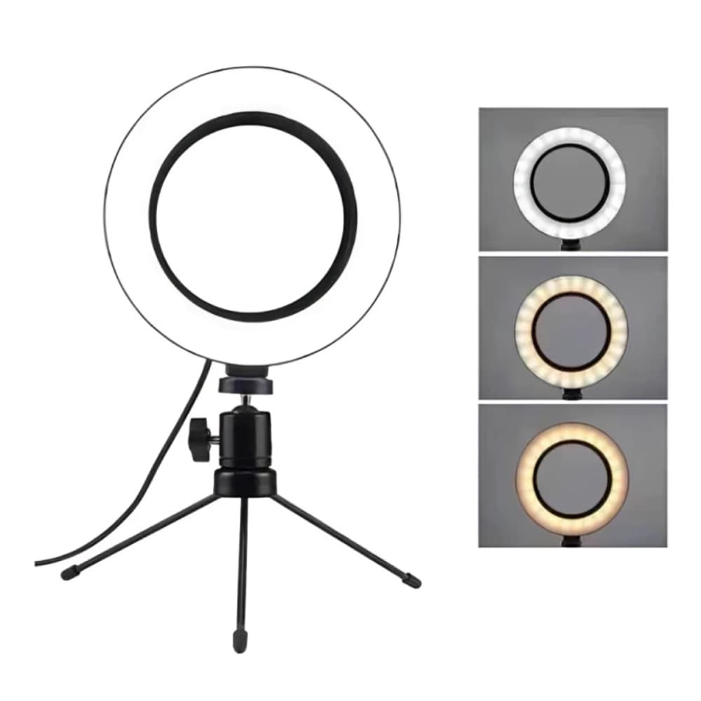 Ring Light Led Mesa Iluminador Pequena Tripé 6 Polegada 16cm