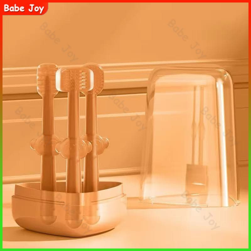 3 pack 0-2 Anos Escova de Dentes para Bebês silicone Com caixa Língua Limpeza Oral