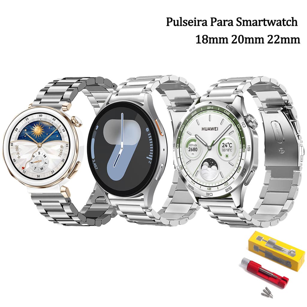 Pulseira de 18mm 20mm 22mm para Smartwatch Redmi watch 5 Active/Lite Metal em aço inoxidável