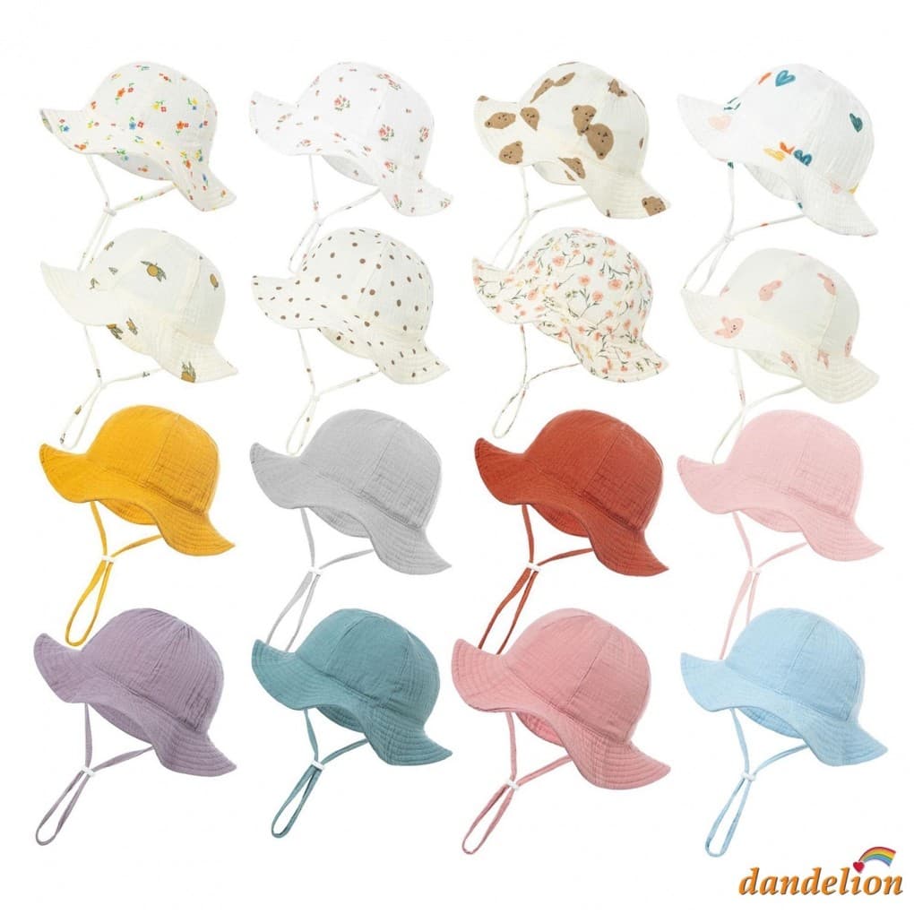 Chapéu Balde De Verão Para Bebês De 0 A 12 Meses , Proteção Solar , Aba Larga , Bonés De Pescador Com Alça De Queixo