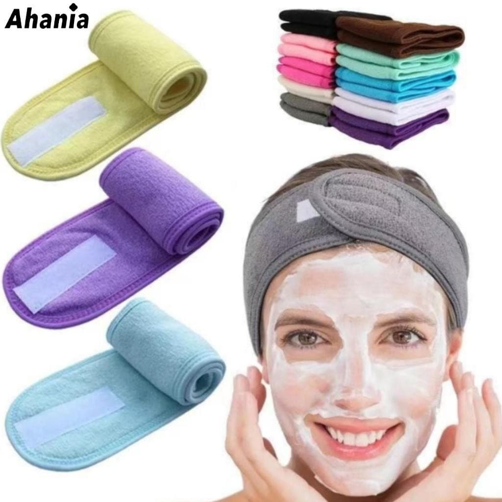 Ahania Kit de 2 Faixas Atoalhada Larga Para Limpeza Facial Para Maquiagem Anti Suor Cores Sortidas