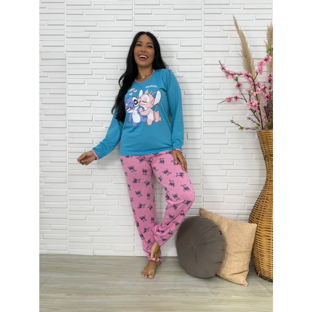 Pijama Longo Feminino Adulto Manga Comprida Djl