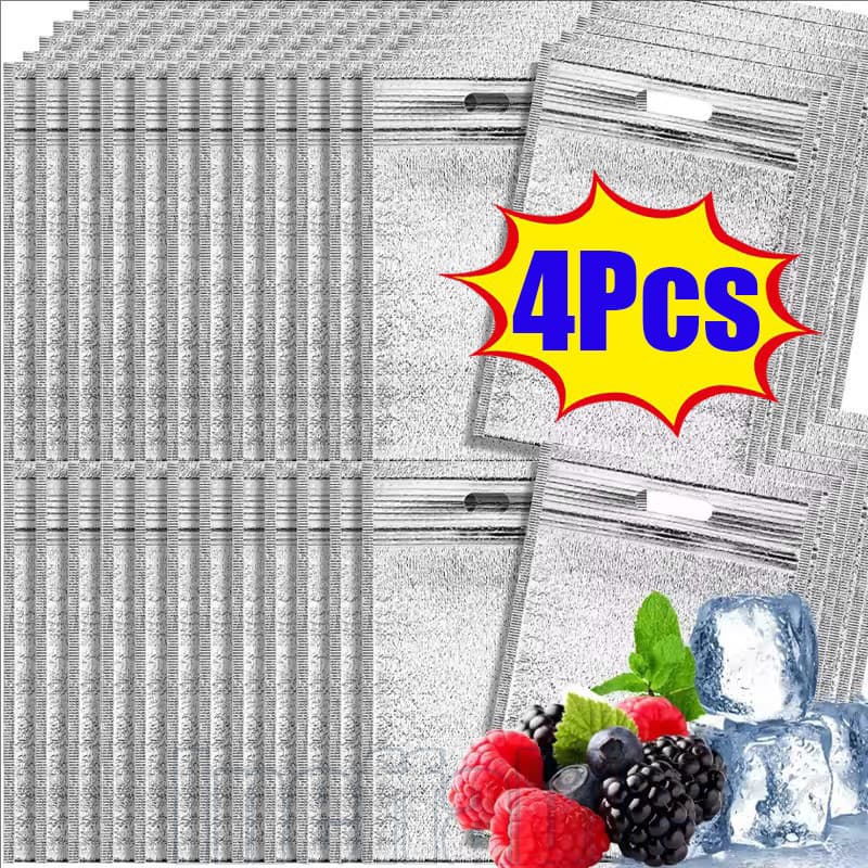 Saco De Armazenamento Frio Com Isolamento De Folha De Alumínio Portátil De 4 Unidades-Entrega De Alimentos Espesso Embal