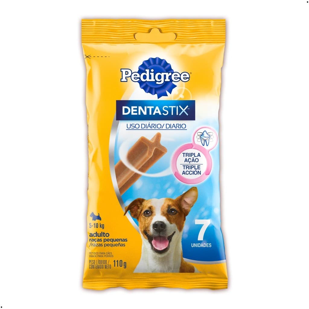 Pedigree Dentastix Cães Adultos Raças Pequenas 7 unidades 110g Petisco Cachorro Cuidado Oral