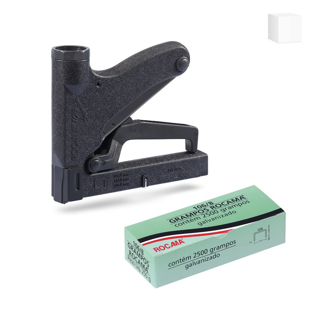 Grampeador Rocama 106 Premium + Grampo 106/8 Galvanizado