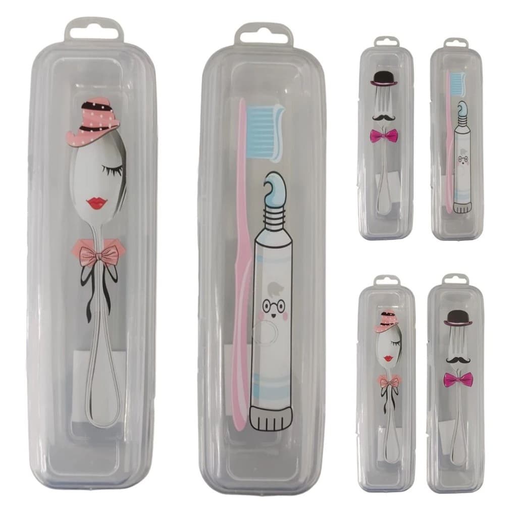 Kit 2 Estojos Porta Colher/ Escova e Pasta de Dente/ Garfo