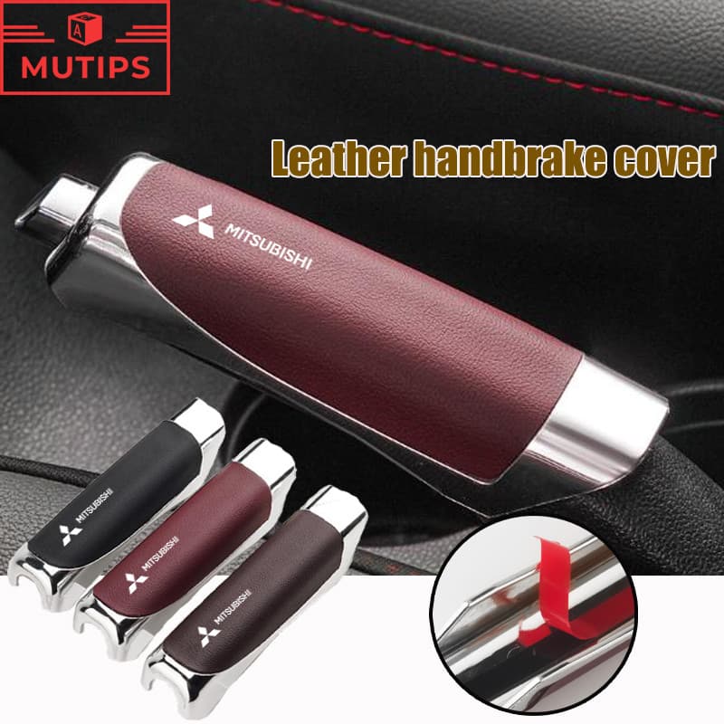 Capa De Couro Para Freio De Mão De Carro Mitsubishi , Protetor Decorativo Antiderrapante Lancer Asx L200 Pajero Outlande