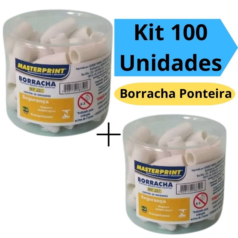 Kit 100 Borracha Branca para Ponteira de Lápis Escolar Borracha Ponteira Atacado