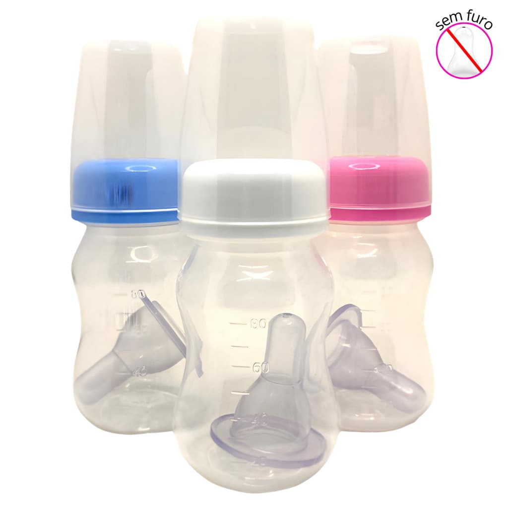 Mamadeira 80 ML Bebê Reborn 10 Unidades Sem Furo no Bico