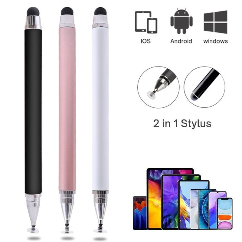 Canetas stylus capacitivas 2 em 1-Compatível com telas de toque iPad e Android