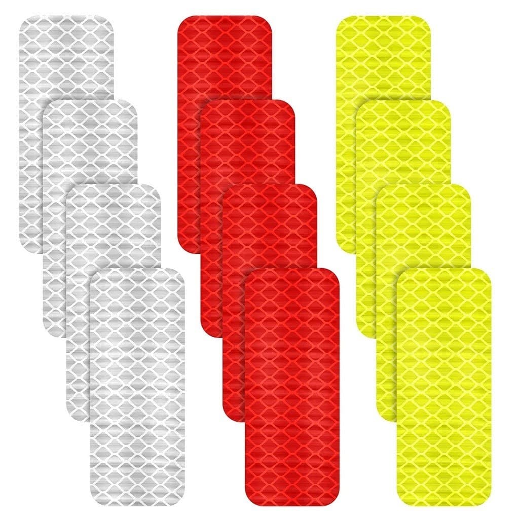 12 Unidades 3X8cm Adesivos Refletivos De Aviso Segurança De Visibilidade Noturna Fita Para Veículo Motocicleta Bicicleta