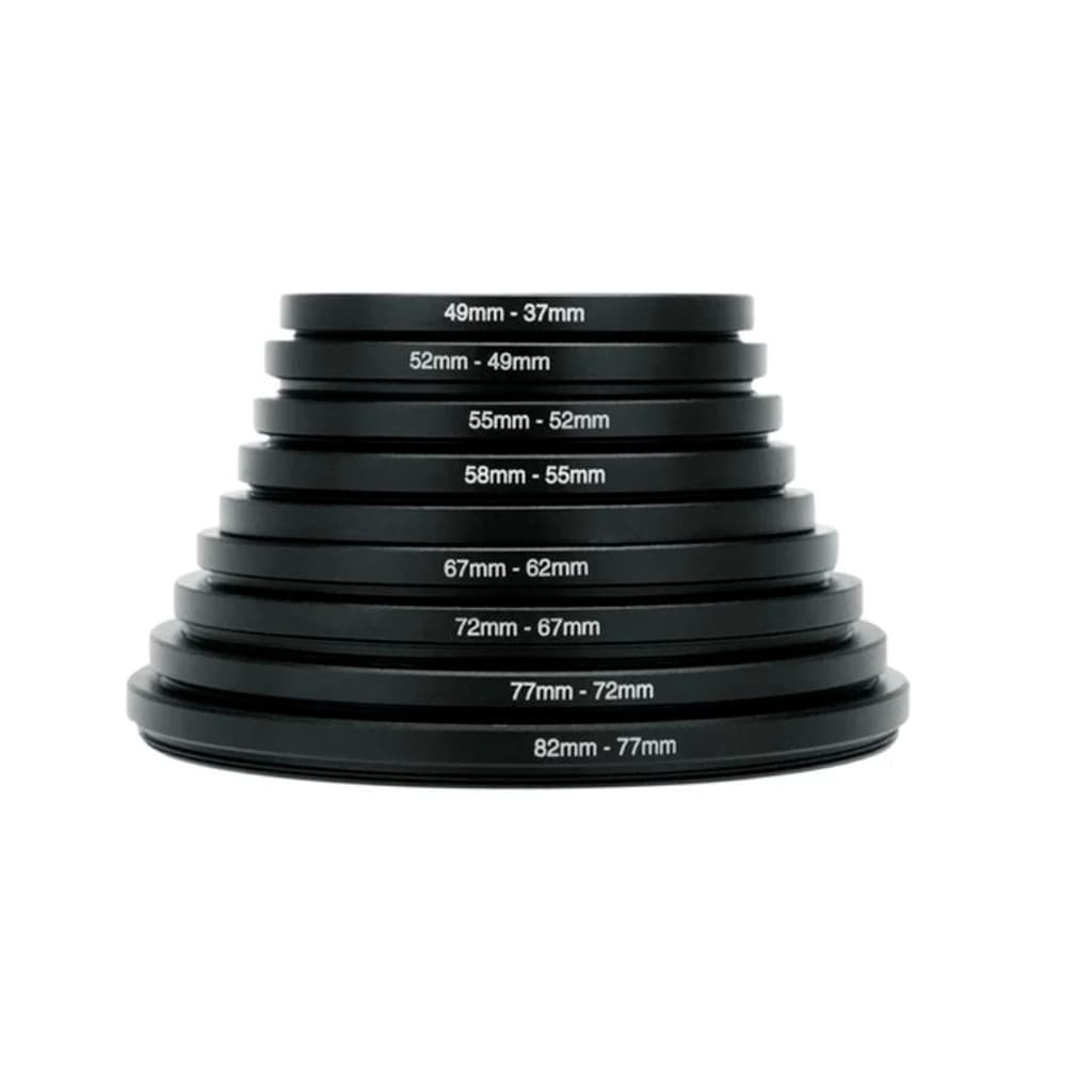 Kit Anel Adaptador StepDown Filtros De Lente 9 Redução de Ø