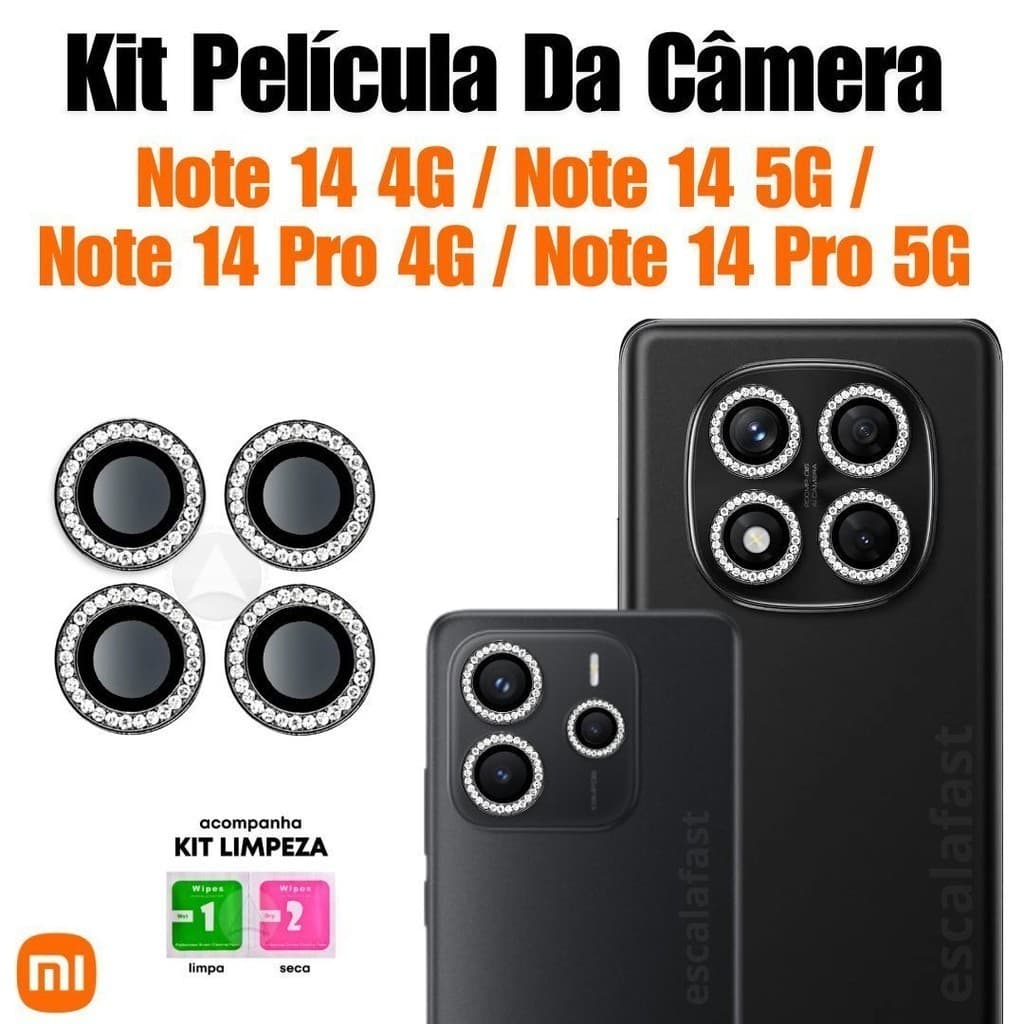 KIT Película Proteção da Câmera Para Xiaomi Note 14 4G / Note 14 5G / Note 14 Pro 4G / Note 14 pro 5G - Pronta entrega