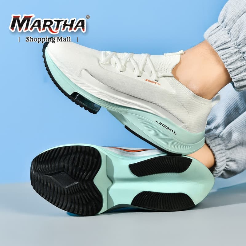 Tamanho grande maratona esportes tênis de corrida malha respirável moda baixa almofada superior 36-46