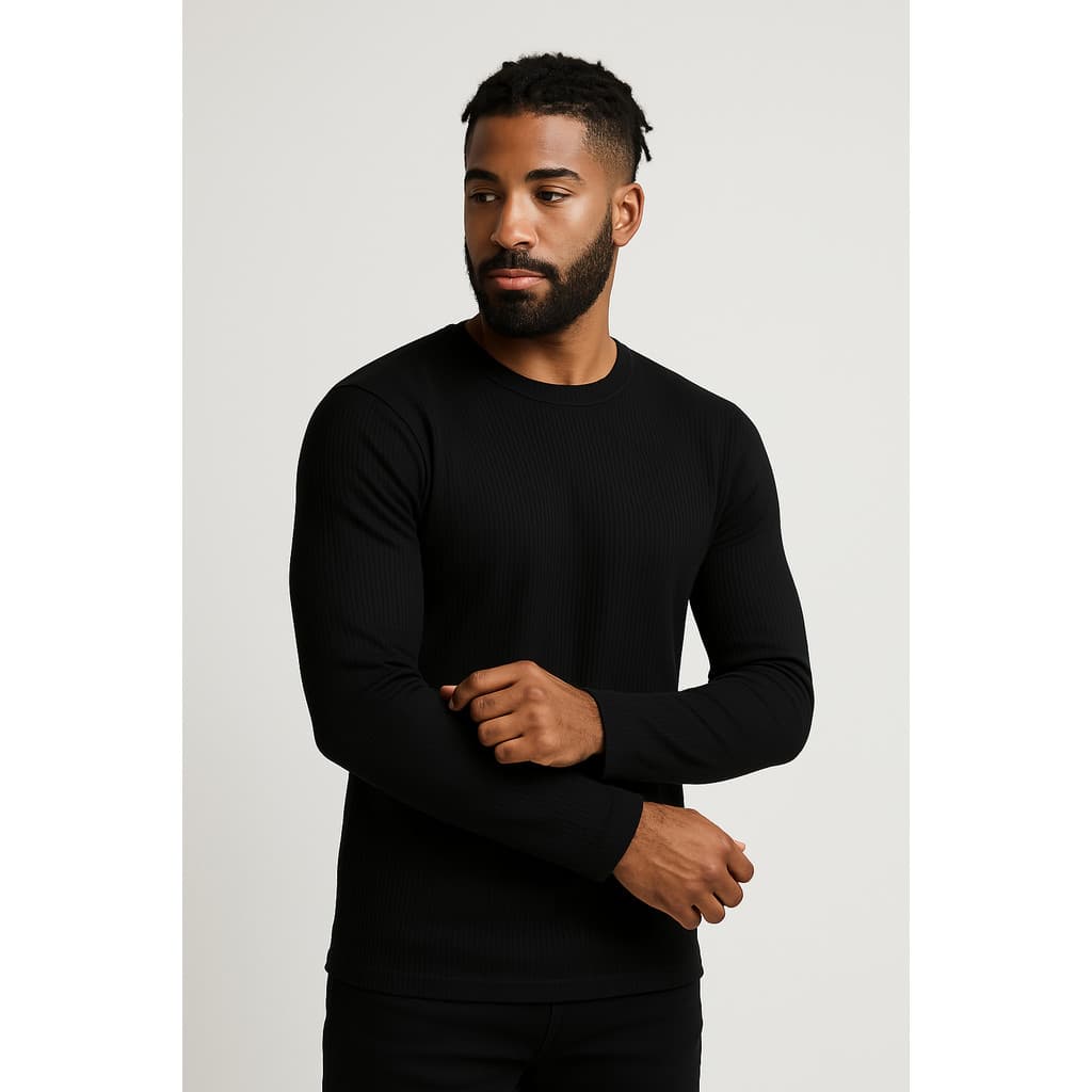 Camisa Masculina Canelada Slim Fit Confortável Estilosa Casual Streetwear Manga Longa