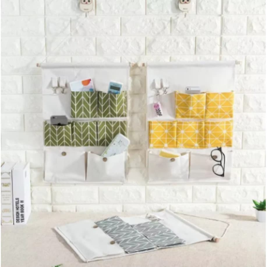 Organizador de Parede Armazenamento de Linho-Algodão Prova D'água Pendurar Guarda-Roupa Escritório