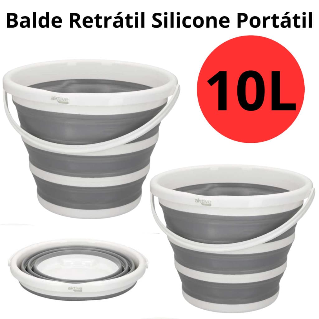 Kit 1 ou 2 Baldes Dobrável Retrátil Flexível Multiuso Portátil 10L Silicone Com Alça Pronta Entrega