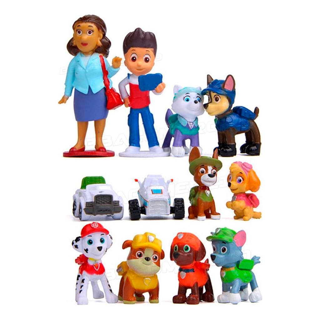 Kit Bonecos Miniaturas Brinquedo Desenho Patrulha Canina 12 Und
