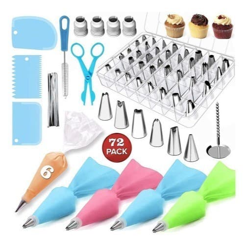 Kit Confeiteiro 72 Peças Bicos Inox Para Confeitar e Decorar Bolo e Cupcake
