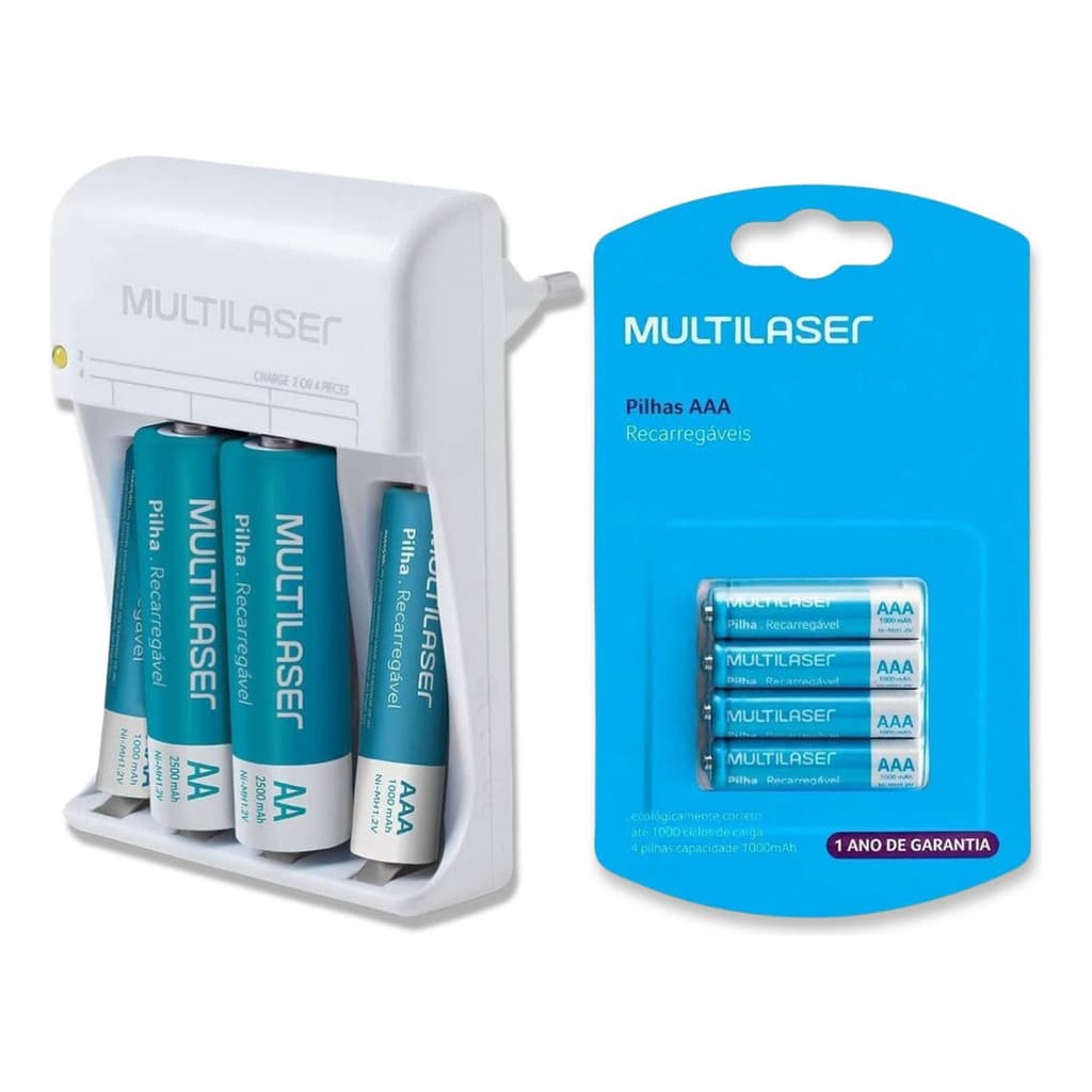 Carregador De Pilhas Recarregáveis Com 8 Pilhas AA+2/AAA+6