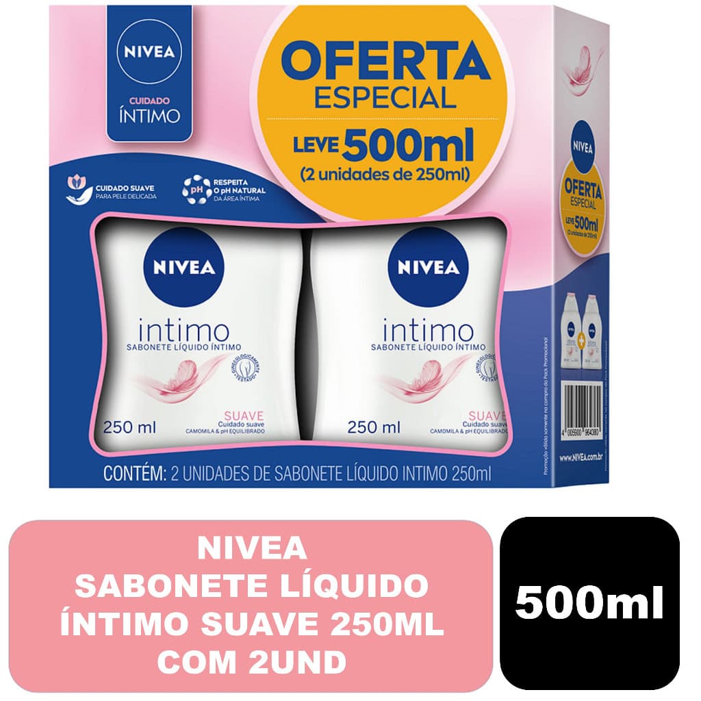 Nivea Sabonete Líquido Íntimo Suave 250ml Com 2und
