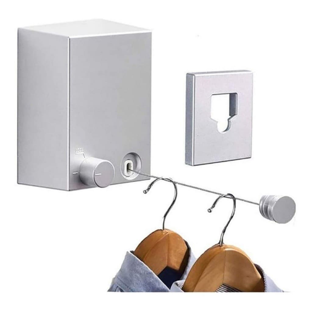 Varal Retrátil Corda De Aço Inoxidável C  Suporte Parede 4,2M Suporta até 20kg