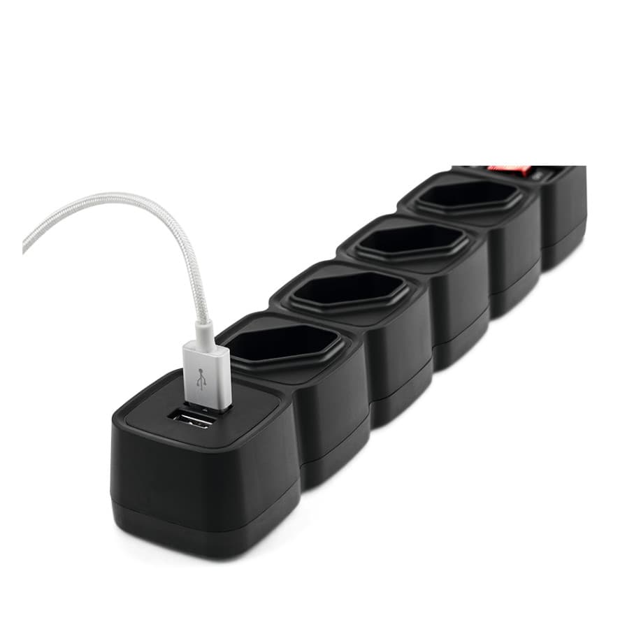   Protetor Eletrônico 4 Tomadas 2 USB EPE 204 USB+ 3 Metros Preto Intelbras