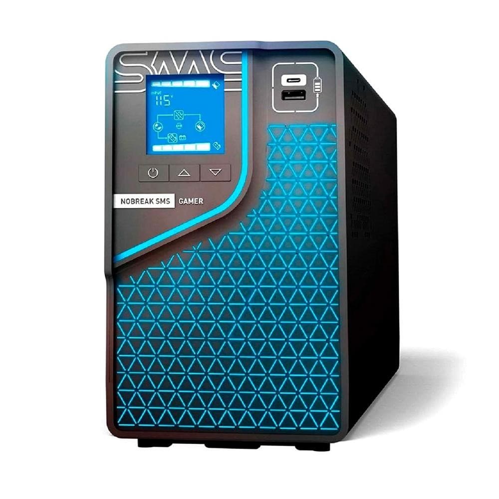 Nobreak SMS Gamer, 2000VA, Entrada Bivolt, Saída Bivolt, Senoidal, Wi-Fi, USB, 8 Tomadas, Preto