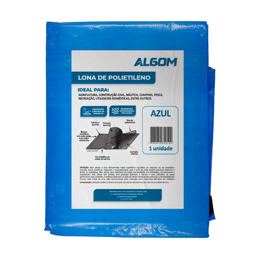 Lona de Plastico Azul 100 micras Algom Tamanhos
