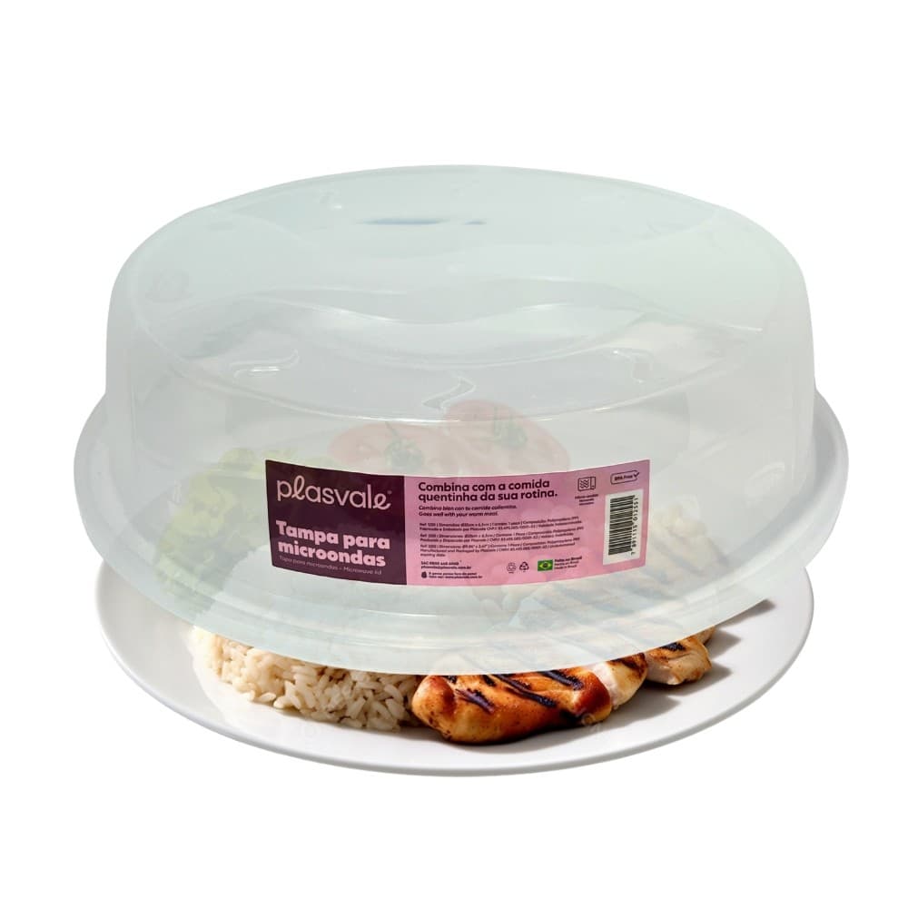 Tampa Prato Microondas Plastico Protetora de Alimentos Com Saida de Vapor Anti Sujeira Comida