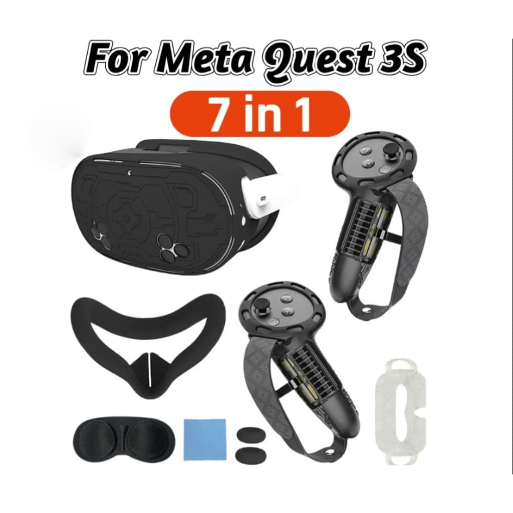 Conjunto De Capa Protetora De Silicone 9 Em 1 Para Meta Quest 3S VR Protetor Fone De Ouvido Cabeça Facial Almofada De Ol